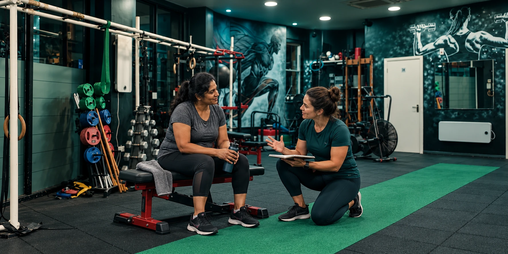 Woman having a calm conversation with a female health coach