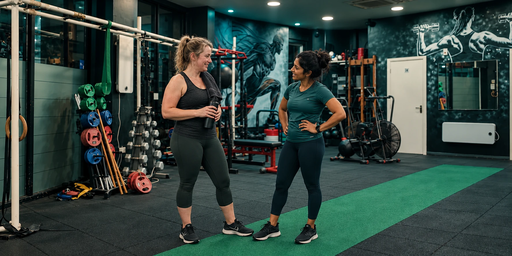 Woman and her female coach talking after a light movement session